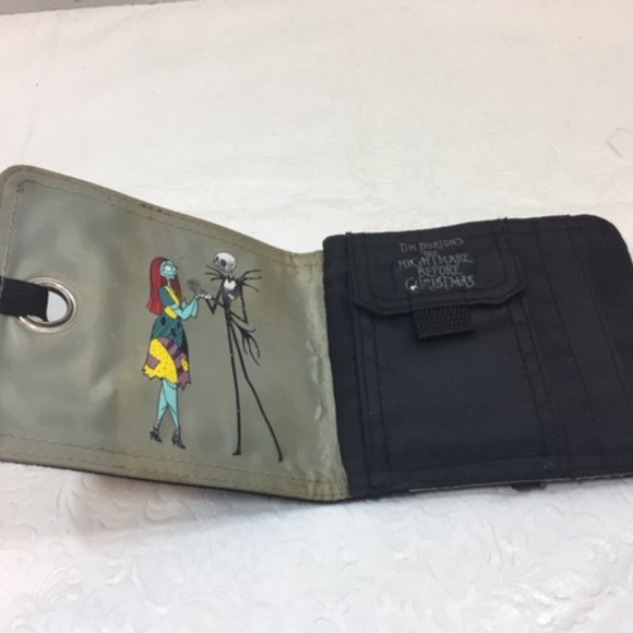 Tim Burton's The Nightmare Before Christmas Black Canvas Wallet Jack & Sally - Picture 7 of 16